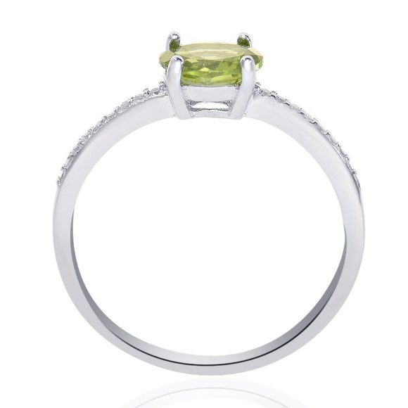 Sterling Silver Peridot Diamond Accent Ring - Picture 3 of 6
